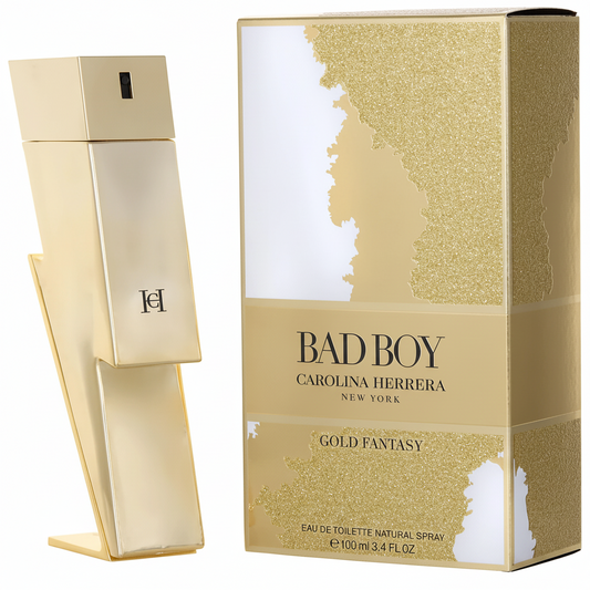 CAROLINA HERRERA BAD BOY GOLD FANTASY EDT / H 3.4 OZ